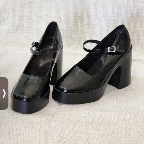 ASOS Shiny Black Platform Mary Jane Shoes - Picture 2 of 9